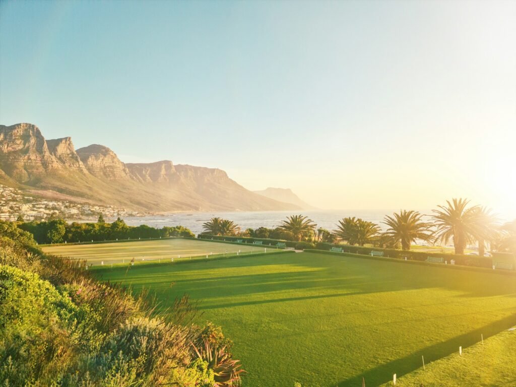 Golf course landscape with mountains, illustrative photograph for Tanzania golf holidays