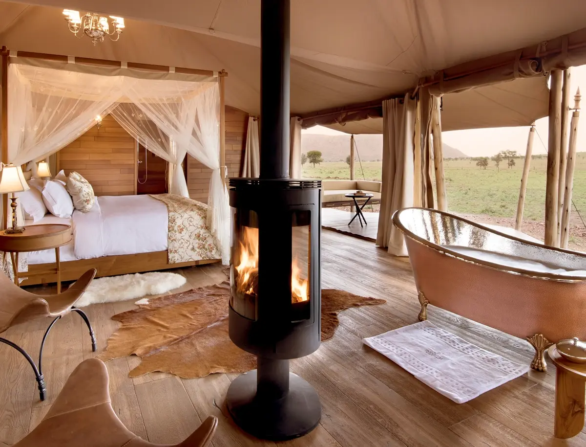 One Nature Nyaruswiga luxury tent in the Serengeti