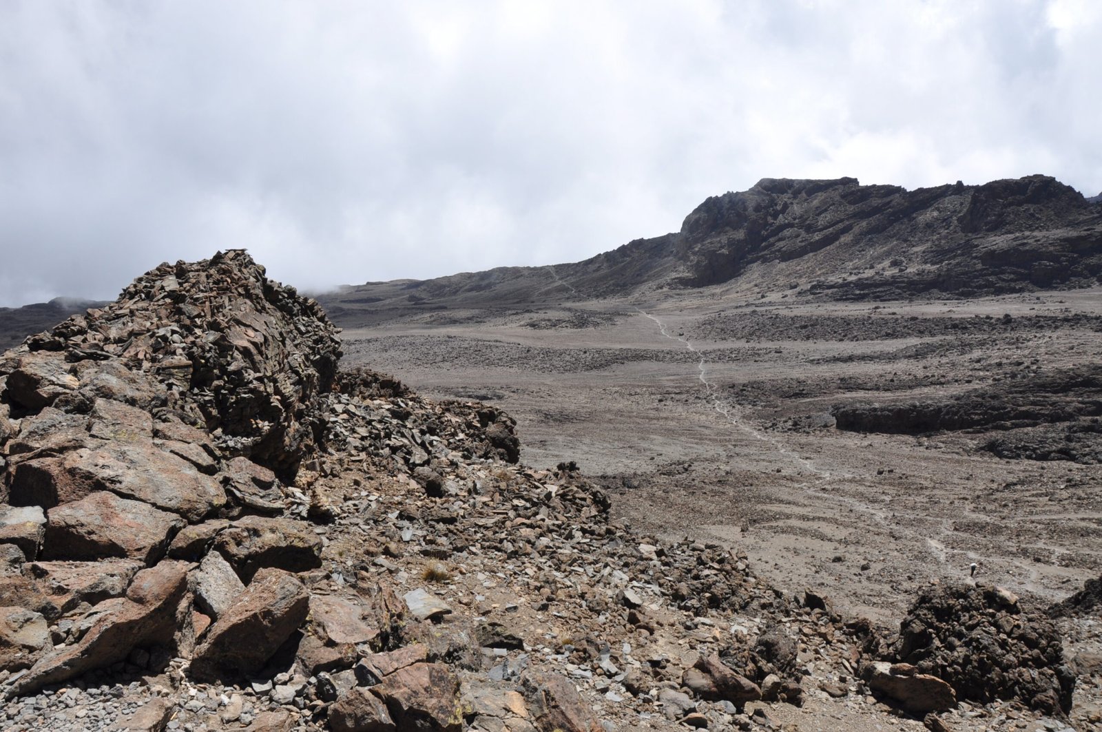 Long alpine trail crossing Kilimanjaro in 2009