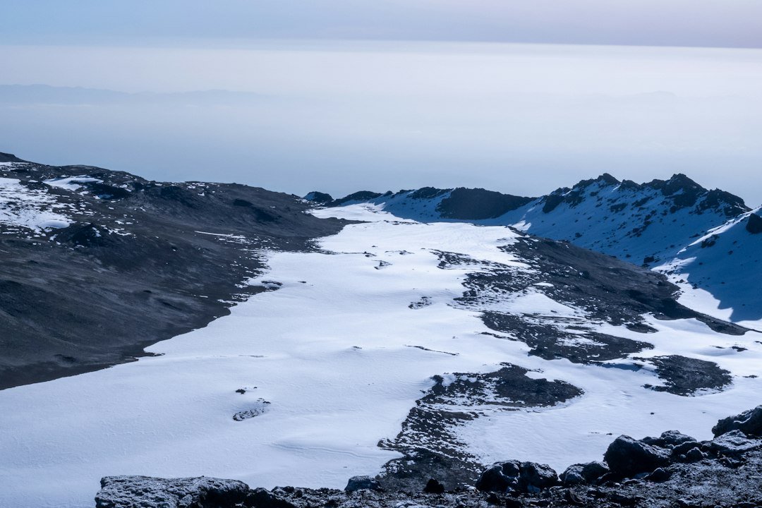 Snow-covered crater landscape on Kilimanjaro — seven-day Lemosho climbing illustration