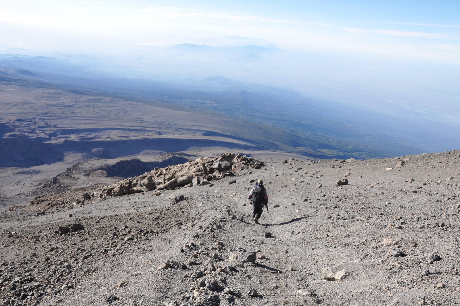 Rocky descent below the summit of Kilimanjaro in 2009